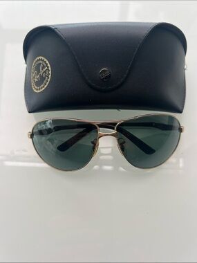 Ray-Ban Vintage Gold Frame Aviators with Green Lenses